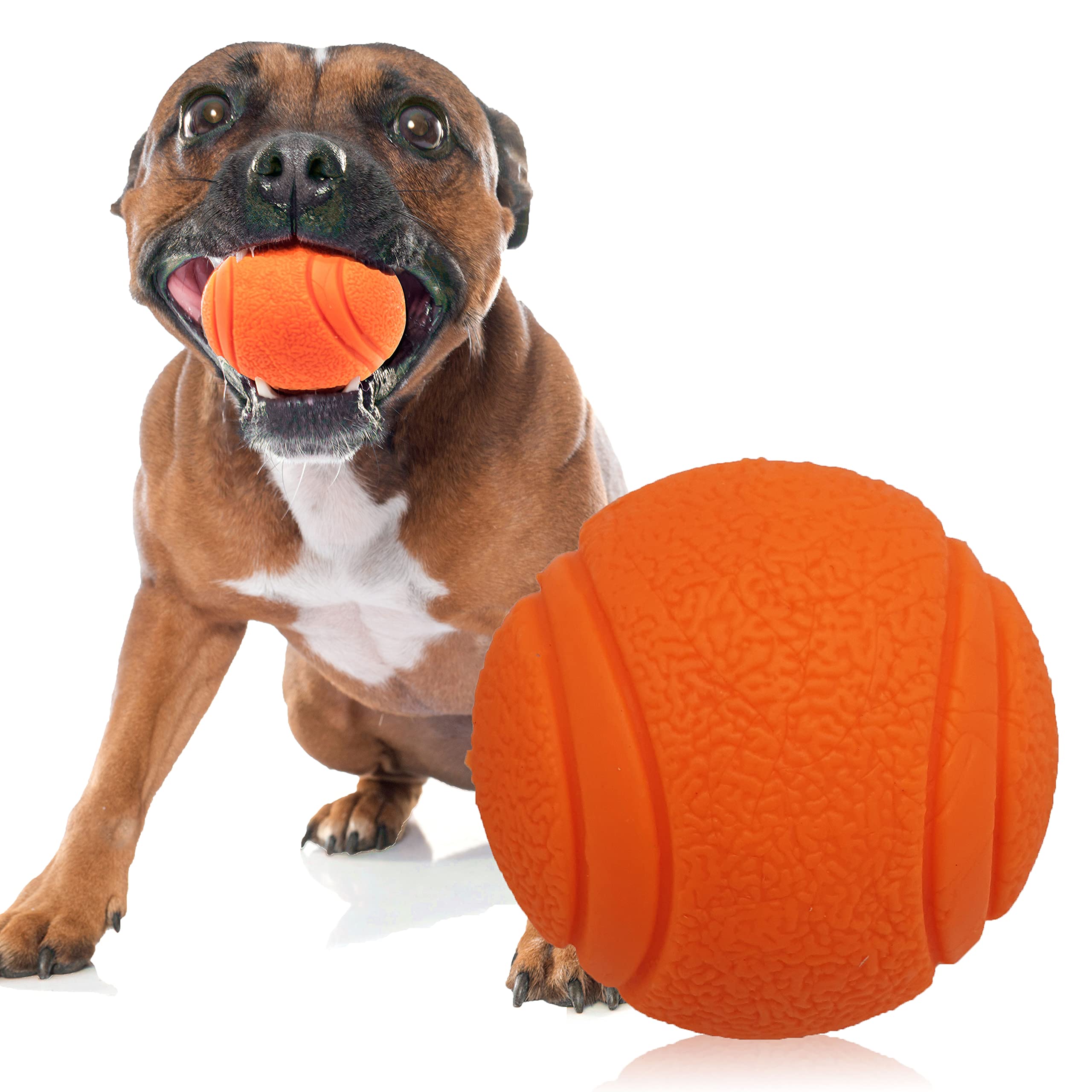 Petopedia 1x Solid Core – HIGH BOUNCING Rubber Ball – Interactive, Virtually Tough Indestructible Dog Toys for Boredom, Strong Balls, Fetch Play, Teething, Training (Orange, 6cm)