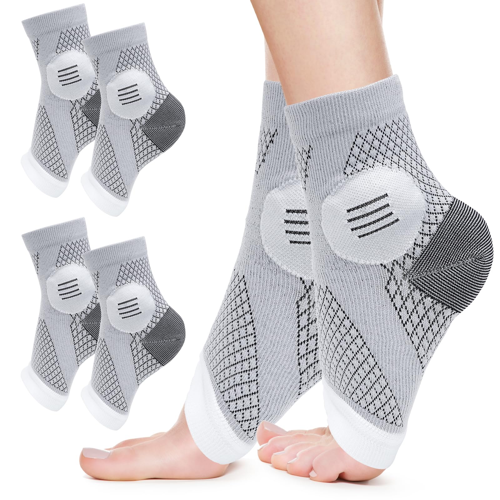 2 Pairs Plantar Fasciitis Socks, Professional Ankle Compression Socks Functional Socks for Neuropathy, Neuro Socks for Men Women Ankle Support for Sprained Ankle for Sport Arthritis Pain Relief