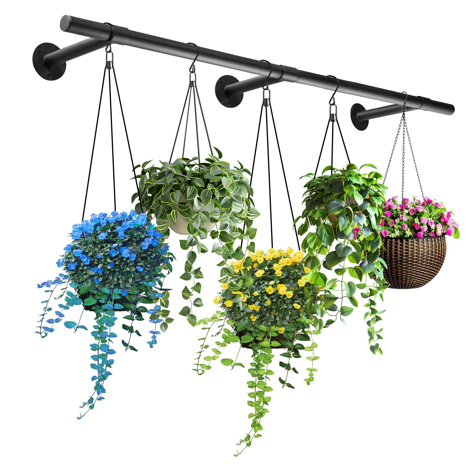 Photo 1 of Uoveya Hanging Planters Rod – Plant Hanger Indoor for Window Ceiling, Hanging Plant Shelf for Wall Planter House Plants, Plant Shelves Metal Holder Bar 63In (Pots, Plants, Chains not Included)