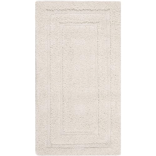 SAFAVIEH Florida Shag Collection SG454 Border Non-Shedding Living Room Bedroom Dining Room Entryway Plush 1.2-inch Thick Accent Rug, 2'3" x 4', Cream / Cream