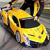 1:10 Big Size Transform RC Car, Gesture Sensing Transformation 2.4GHz Remote Control Car, One Button Deformation to Robot with LED Lights, Transforming Toy Cars Gift for Kids Age 8-12 Years Old Boys