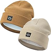 MaxNova 2 Pack Baby Beanie Fleece Lined Knit Toddler Hat for Girls Boys 0-8 Years