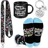 Jamntower 4 Pcs Christmas Music Teacher Appreciation Gifts Set Include Coffee Mug Novelty Socks Keychain and Lanyards for ID Badges Thank You Teacher Gifts for Women Men