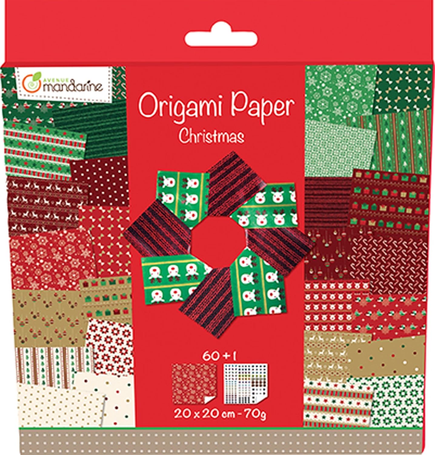 Avenue Mandarine 20X20 cm origami Paper (Christmas Themed), MultiColour