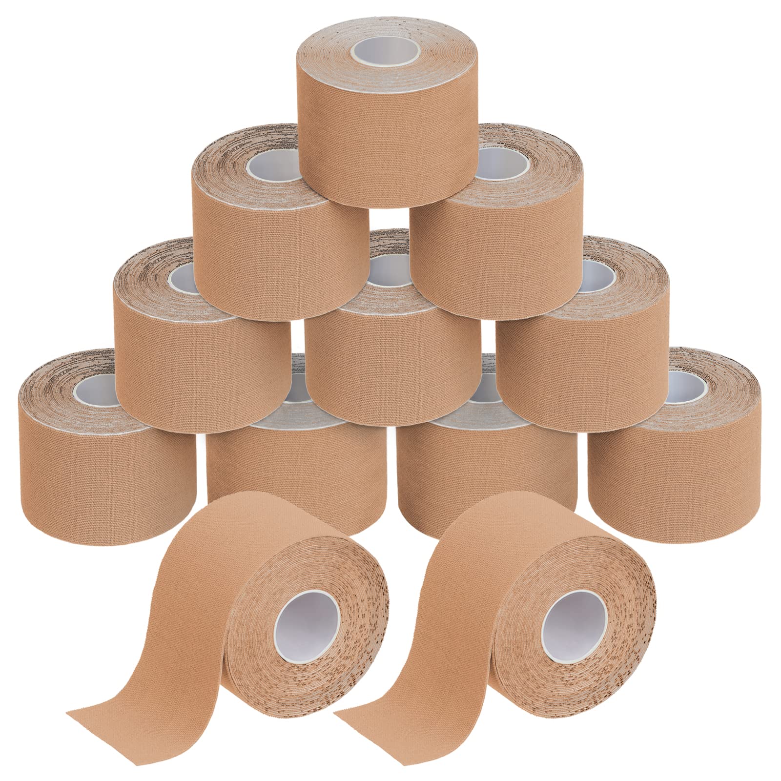 BB Sport 12 Rolls Kinesiology Tape 5 m x 5 cm Many Colors E-Book Application Examples Muscle Support Elastic Strapping Tape, Colour:Skin-Coloured