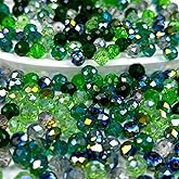 Chuxin 390pcs Glass Beads for Bracelets Making, 8mm Green Series Faceted Crystal Loose Bulk Beads for Earring Necklace Jewelry Crafts DIY Suncatchers