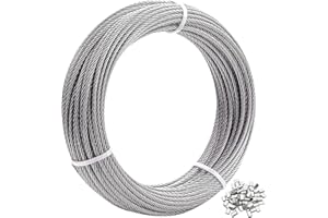 LEICHTEN Wire Rope,1/16 Wire Rope,304 Stainless Steel Wire Cable,100FT with 30Pcs Crimping Sleeves,Clothes Line Wires,Trellis Wire,7x7 368lbs Breaking Strength,Perfect for Outdoor,Yard,Garden or Crafts