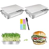 TCYPUHL Microgreens Growing Kit 2-Tier 10.4" Stainless Steel Sprouting Tray | Seed Sprouter with 0.3mm Encrypted Silicone Mes