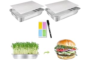 TCYPUHL Stainless Steel Sprouts Growing Kit 2-Tier 10.4 inch Trays, Microgreens Growing Kit, Seed Sprouting Tray with Encrypted Mesh Sprouts for Beans Alfalfa Broccoli Wheat Grass