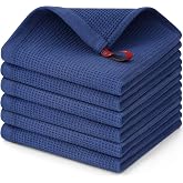 Homaxy 100% Cotton Waffle Weave Dish Cloths, 6 Pack, Navy Blue | Soft and Absorbent Dish Towels, 12 x 12 Inches Quick Dry Dish Rags