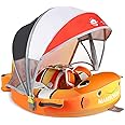 Mambobaby Baby Pool Float with Canopy, Non-Inflatable Infant Floats with Tail Solid Upgrade Soft Waterproof Skin-Friendly Mambo Baby Swimming Float for 3-24 Months Baby Boys Girls