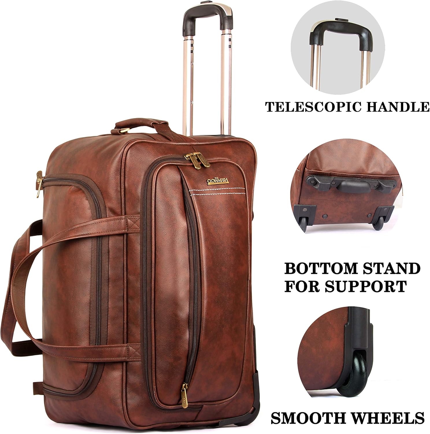 leatherette duffle on wheels