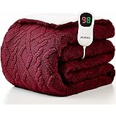 JKMAX Heated Electric Blanket Full Size-72"x84" Heating Blanket with 10 Heating Levels & 5 Time Settings Over-Heat Protection,Winter Warmer for Adults with ETL Certification(Red)