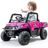 24V Ride On Toys for Kids 2WD 1-Seater Electric Car for Ages 1-5, Pink | Ride on Dump Truck with Remote Control, Kids Truck with Music Player, Battery Level Display, Max Load 66Lbs for Kids 1-5