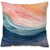 ROXMART Abstract Mental Health Pillow Covers 18x18, Mental Health Gifts, Anxiety Relief Gifts, Inhale Exhale Psychology Decorative Pillow Covers for Home Therapy Counselor Office