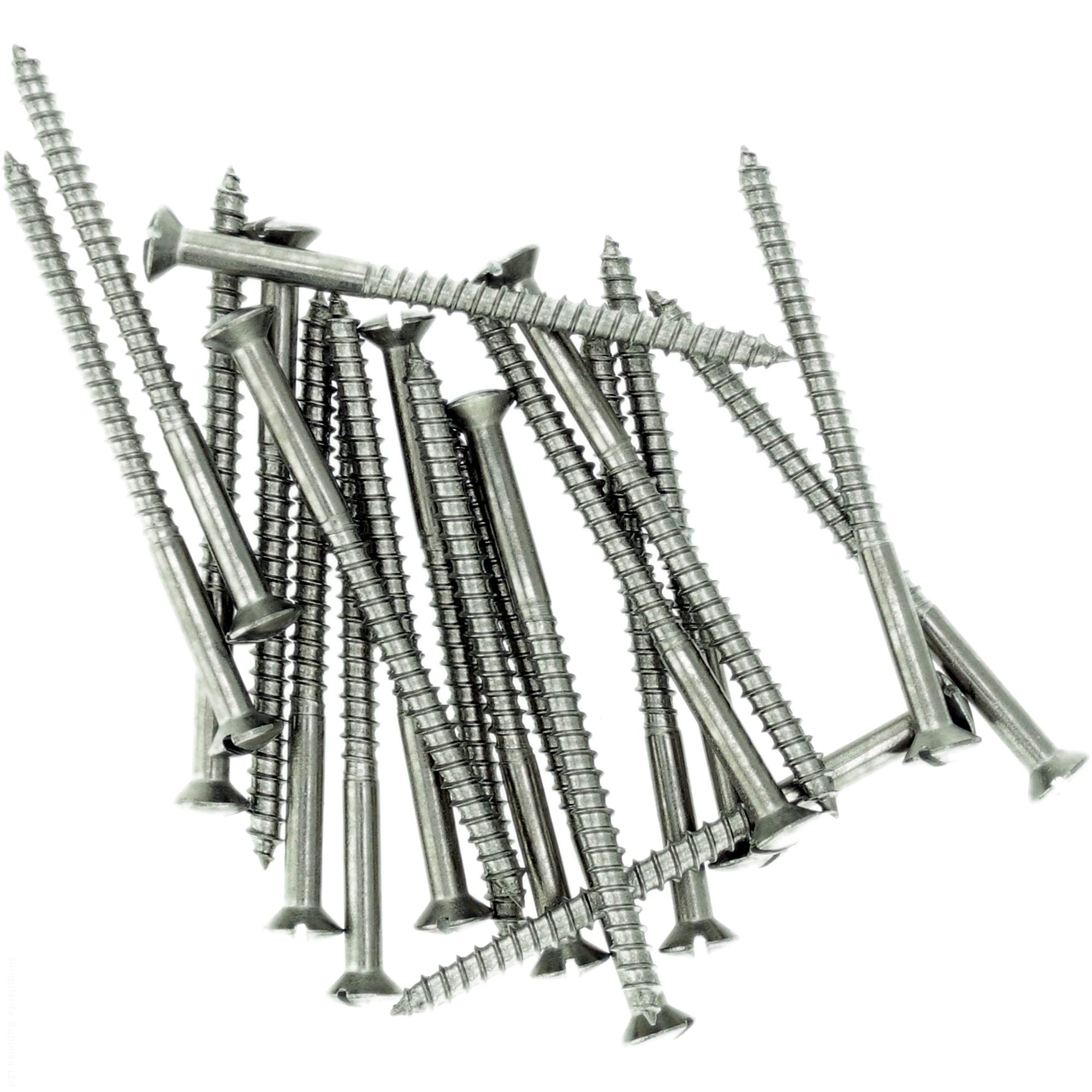 No.4 x 0.98 (3.0mm x 25mm) Slot Raised Countersunk Wood Screw - Stainless Steel (A2) (Pack of 20)