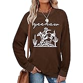 KIDDAD Western Sweatshirts for Women Country Concert Tops Rodeo Cowgirl Shirt Desert Cactus Graphic Pullover Top