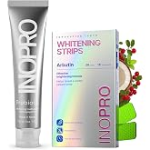 InoPro Teeth Whitening Strips 14 Treatments Kit + InoPro Whitening Hydroxyapatite Toothpaste with Probiotic for Sensitive Teeth 5oz