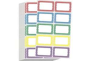 L LIKED 200 Name Tags Stickers, Colorful Star Border, 3.5" x 2.25" Name Labels for School Office Home (200 Labels)