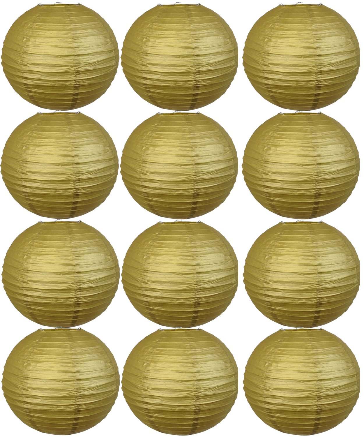 Tmade 12 PCS 8" Gold Paper Lanterns for Birthday Wedding Party Garden Home Decoration