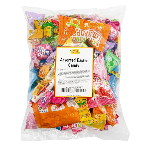 EASTER CANDY | 2 POUND BAG | EASTER CANDY INDIVIDUALLY WRAPPED | CANDY FOR EASTER EGGS | LOLLIPOPS, BUNNY RINGS, TAFFIES, DUCKS, CHICKS AND BUNNIES | PARTY FAVORS