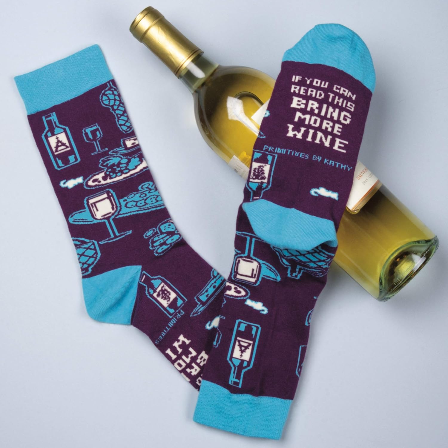 Primitives by Kathy LOL Made You Smile Silly Socks, Bring More Wine: Home & Kitchen