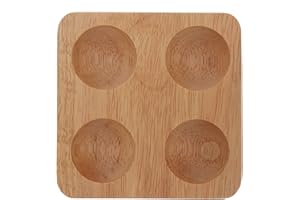 SEWCHICS Wooden Egg Holder 4-Hole Rubberwood Egg Storage Tray Double Row for Fridge Countertop
