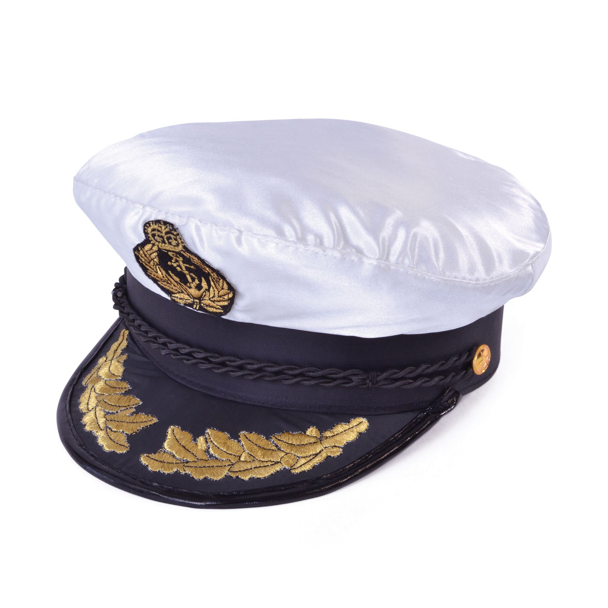 Deluxe White & Black Captain Cap (Pack of 1) - Perfect Accessory for Boating, Yachting, Cruising, Uniforms, World Book Day, & More Halloween Halloween