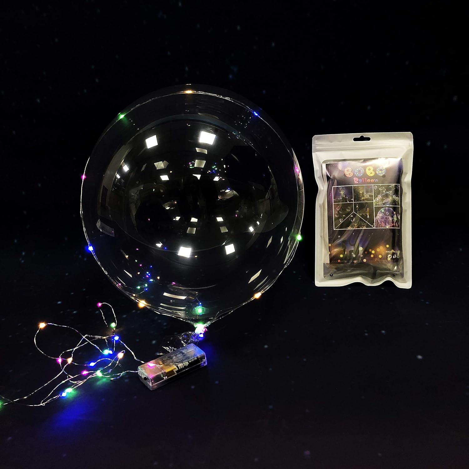 Thinking Party 18 inch Helium LED Light Balloons Colourful 3M String great for Parties Celebrations Decorations (Pack 5)