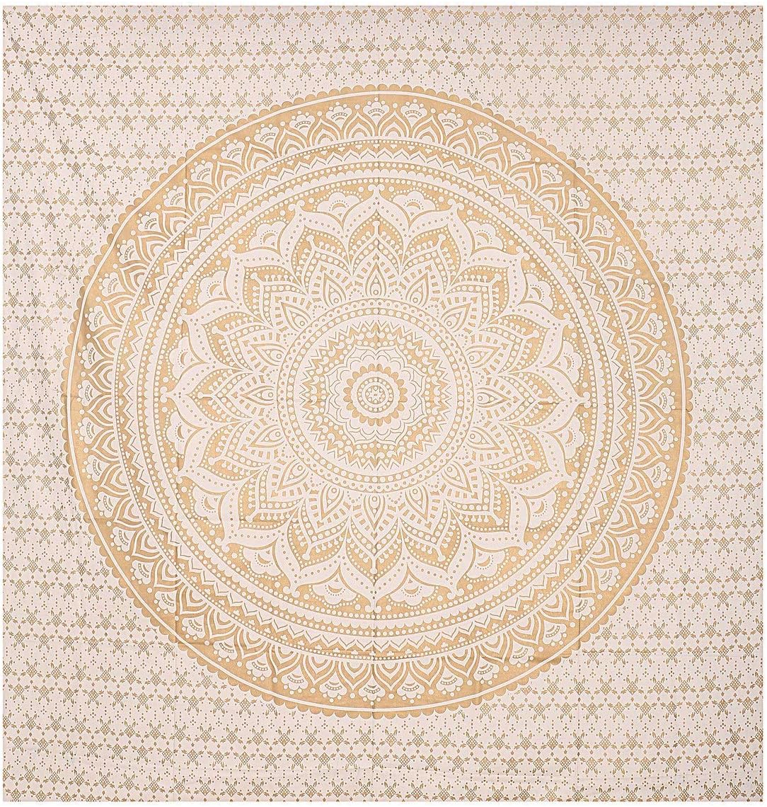 THE ART BOX Glittering Gold Tapestry Wall Hanging Mandala- Indian Cotton Throw Hippie Tapestries - Image 4