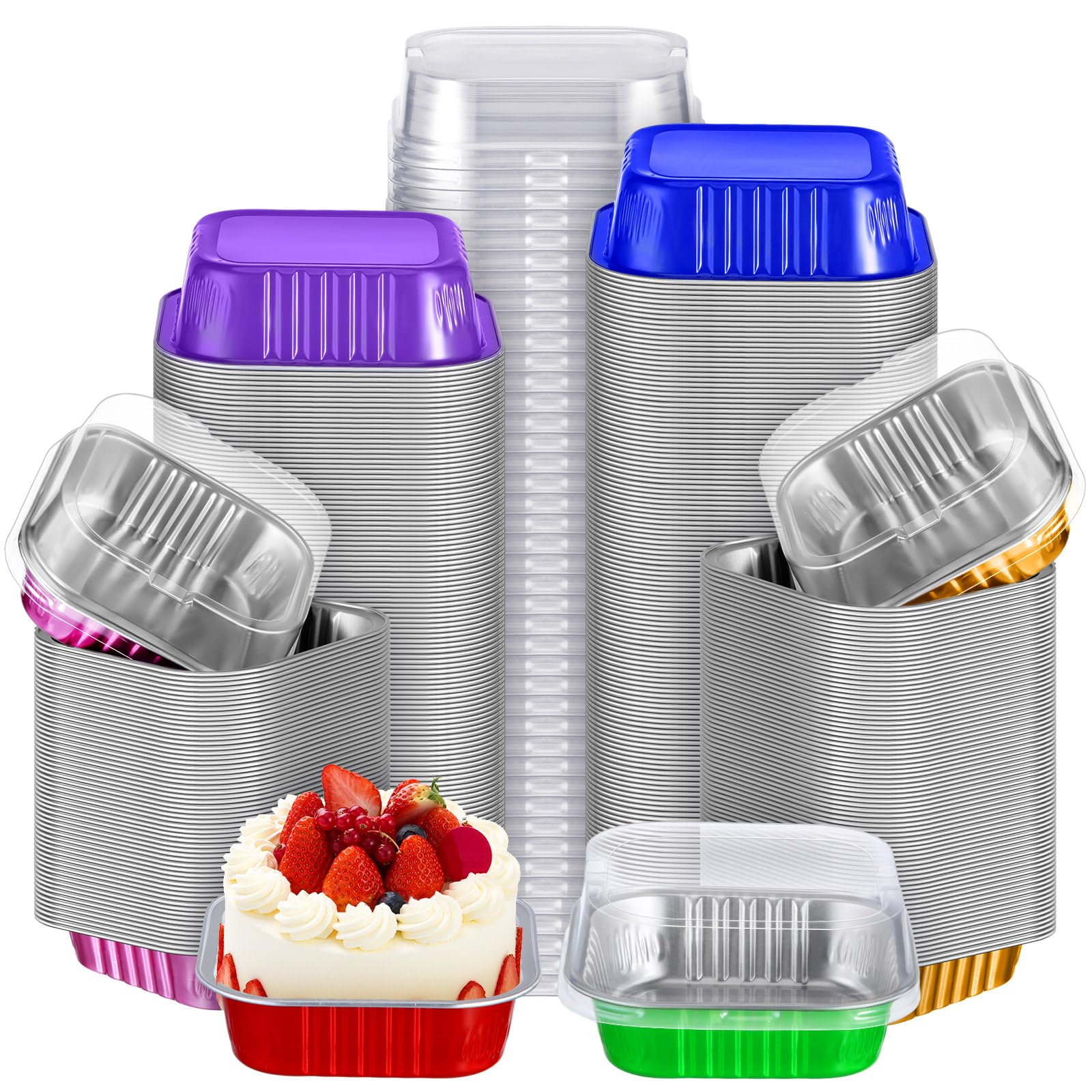 Photo 1 of ***MISSING PARTS***
Sabary 150 Pcs Aluminum Foil Mini Cake Pans with Lids 3.4 oz Mini Square Baking Cups Individual Cheesecake Pans Mini Cupcake Pans Mini Muffin Tin Mini Cupcake Container for Wedding Party, 6 Colors