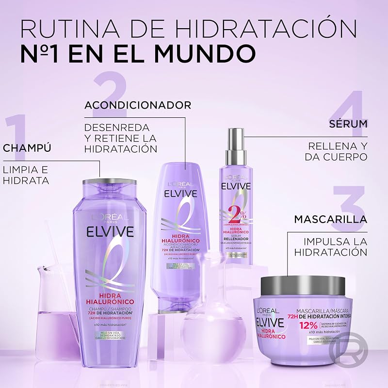 L'oréal paris elvive hydra shampoo hialurônico 72h hidratação 1l