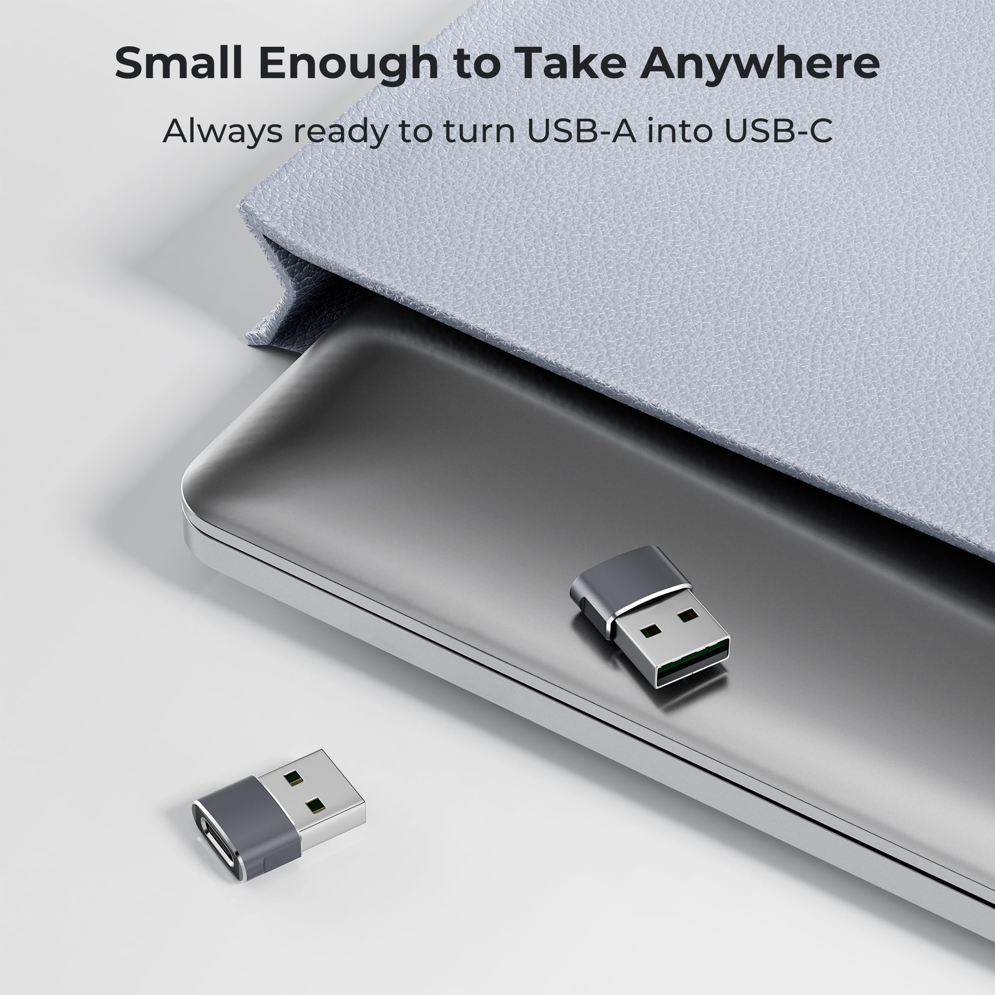 Basesailor USB to USB C Adapter,USBC Female to USB A Male Adapter,Type C Converter Charger for iPhone 17 Pro Max,16 15,Apple Watch iWatch S11 S10 SE,AirPods 3,iPad mini Air,Samsung Galaxy S25,Gray