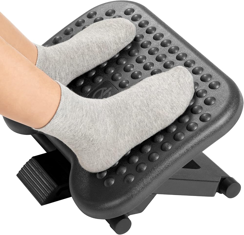 HUANUO Adjustable Under Desk Footrest Ergonomic Foot Rest 3 Height Tilt