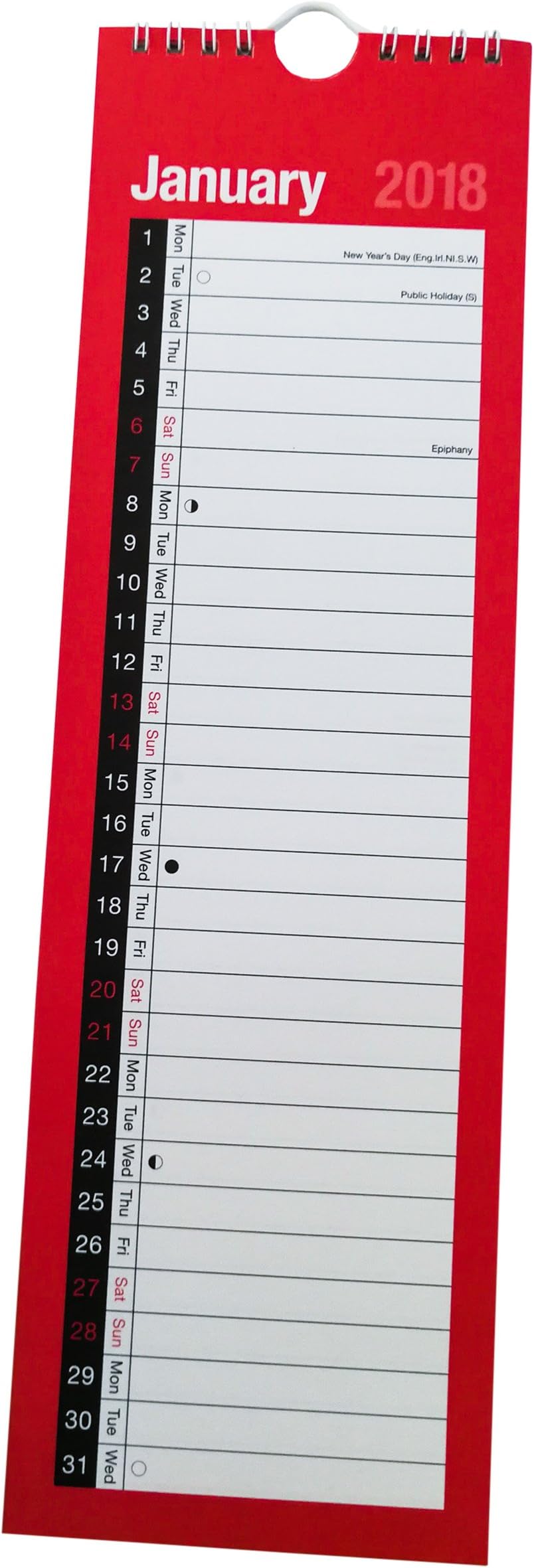 Tallon 2018 Slim Month To View Wall Hanging Office Calendar. Monthly Planner Organiser 038018