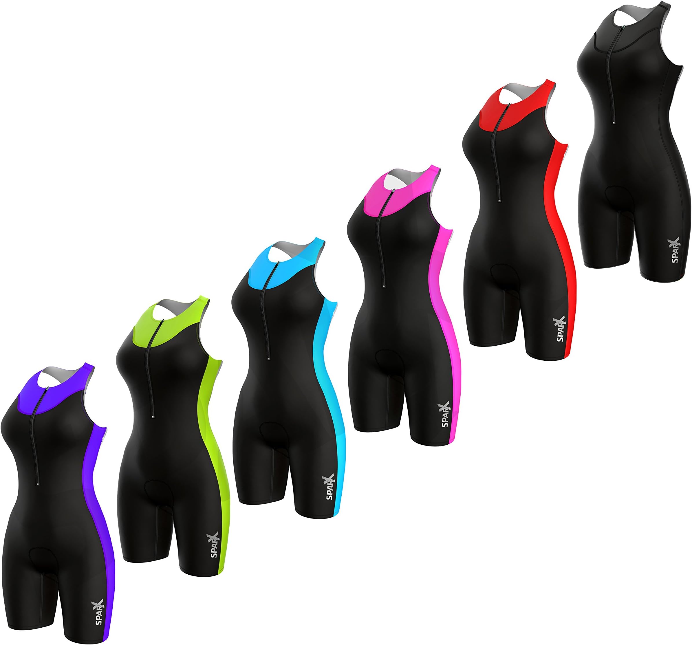 Sparx Women`s Performance Triathlon Suit Womens Tri Suit Running Swimming Cycling Padded Skinsuit