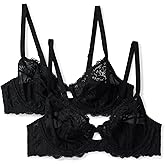 Amazon Essentials Women's Stretch Galloon Lace Wired Balconette Bra, Pack of 2