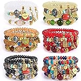 Bohemian Bracelet Sets for Women - 6 Sets Stackable Stretch Bracelets Multi-color Boho Jewelry for Women Hippie Bracelets Dainty Jewelry