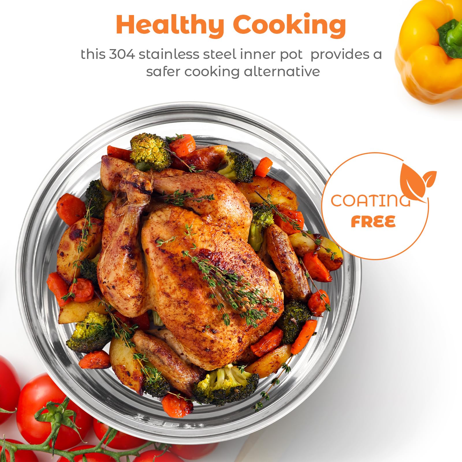 Baderke 304 Stainless Steel Inner Pot Compatible with Zojirushi NS-TSC10 and Tiger JBV-A10U Rice Multi-cooker (5.5 Cups) 3L Inner Bowl Replacement Pot Rice Cooker Stainless Steel