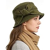 Women Felt Bucket Hat Vintage Floral Wool Dress Winter Hats