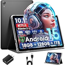 Android 15 Tablet 10 Inch, 18GB RAM 128GB ROM, 1280 x 800 IPS HD