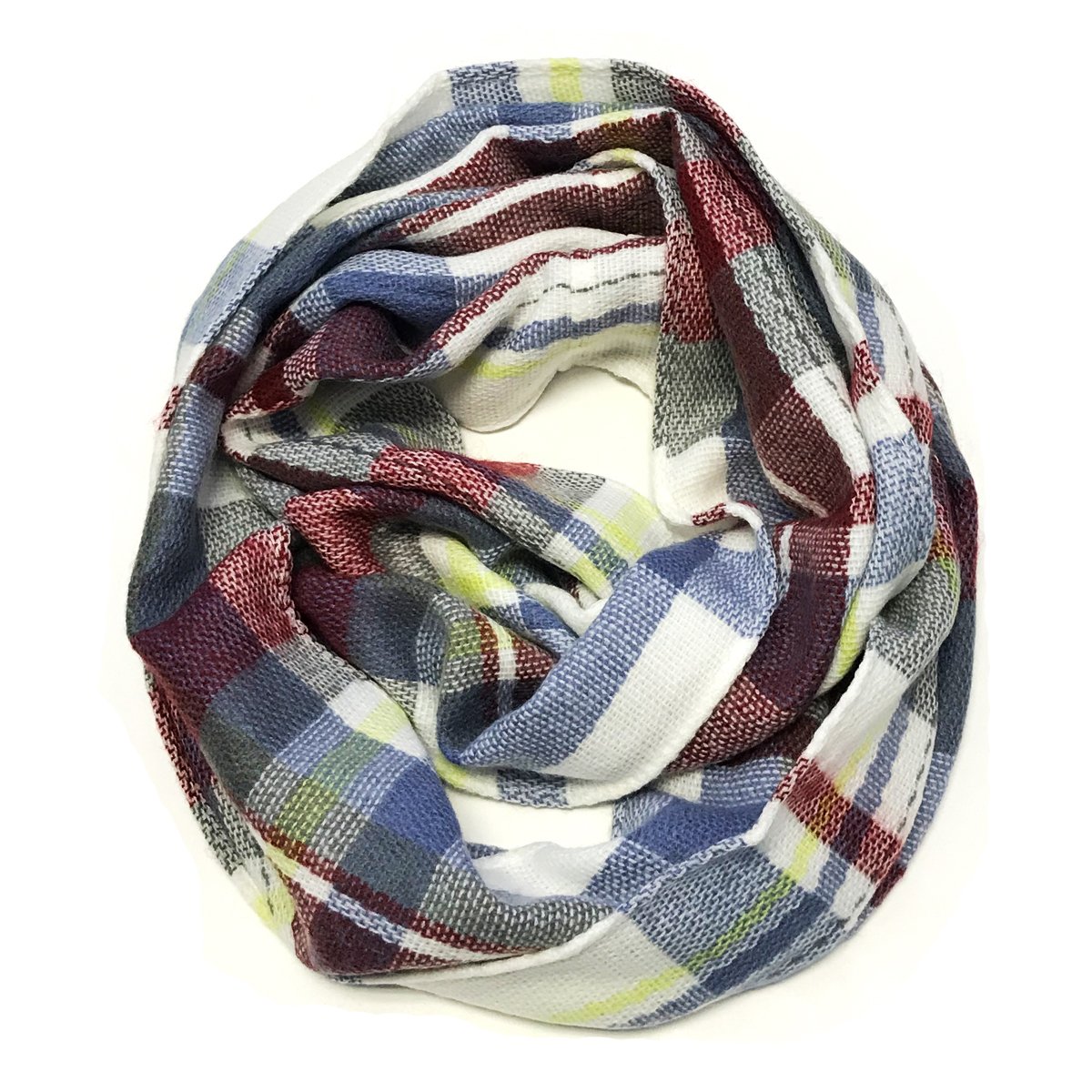Wrapables Plaid Print Winter Infinity Scarf, Gray and Wine Wrapables Plaid Print Winter Infinity Scarf, Gray and Wine