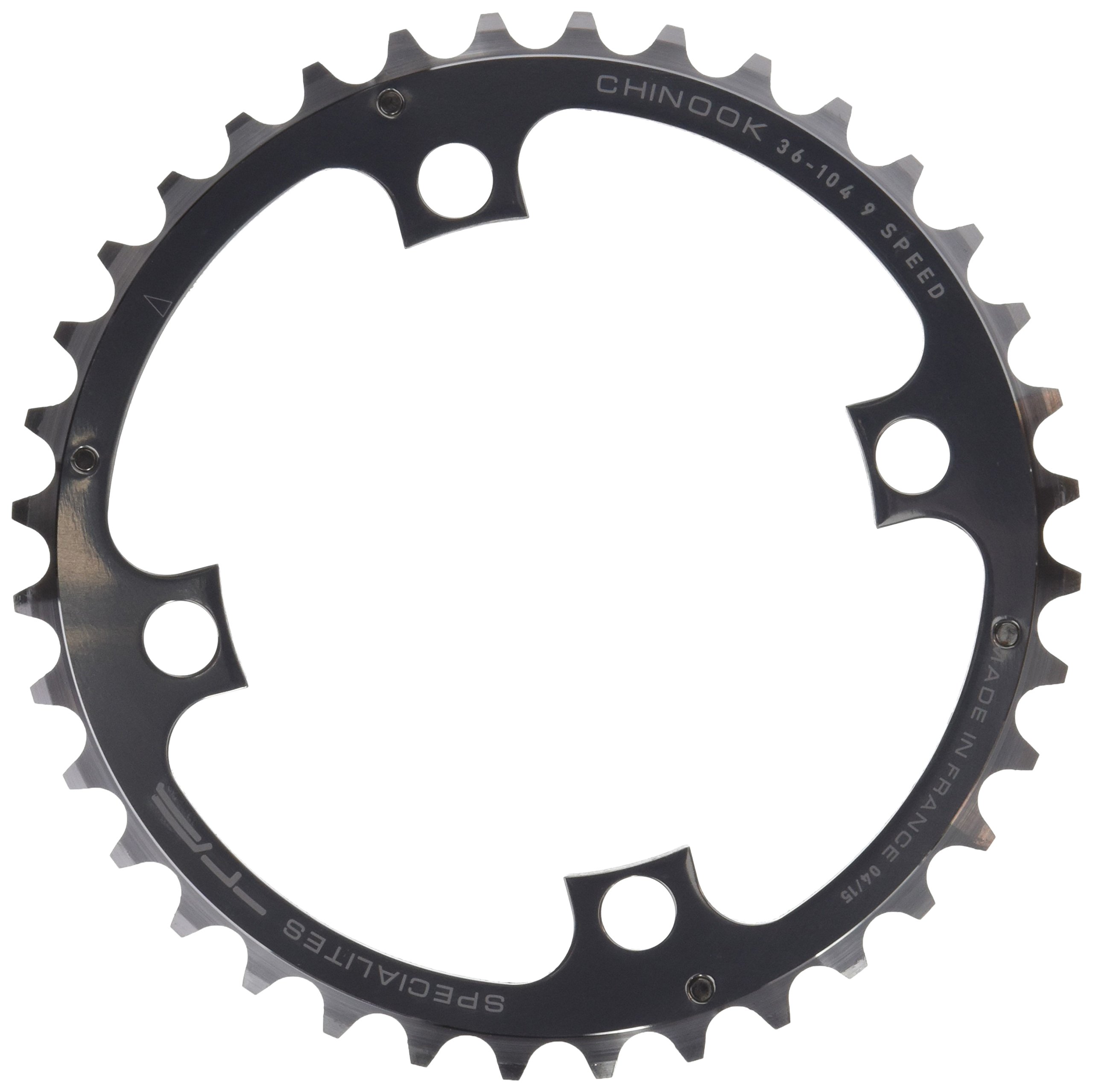 Spécialités TA Chinook 4 Arm 104pcd Middle 8/9 Speed Chainring, 36t, Silver