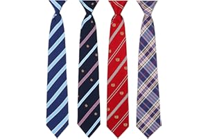 Meanplan 4 Pcs Boy's Clip on Tie Striped Neck Tie for Youth Kids Toddler Necktie Back to School Gift for Uniform, 14 Inch
