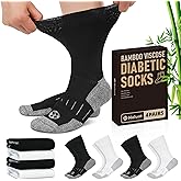 NOLUNT Diabetic Socks for Men,4 Pairs Non Binding Loose Wide Top Crew Socks for Men Size 9-11/10-13/13-15.