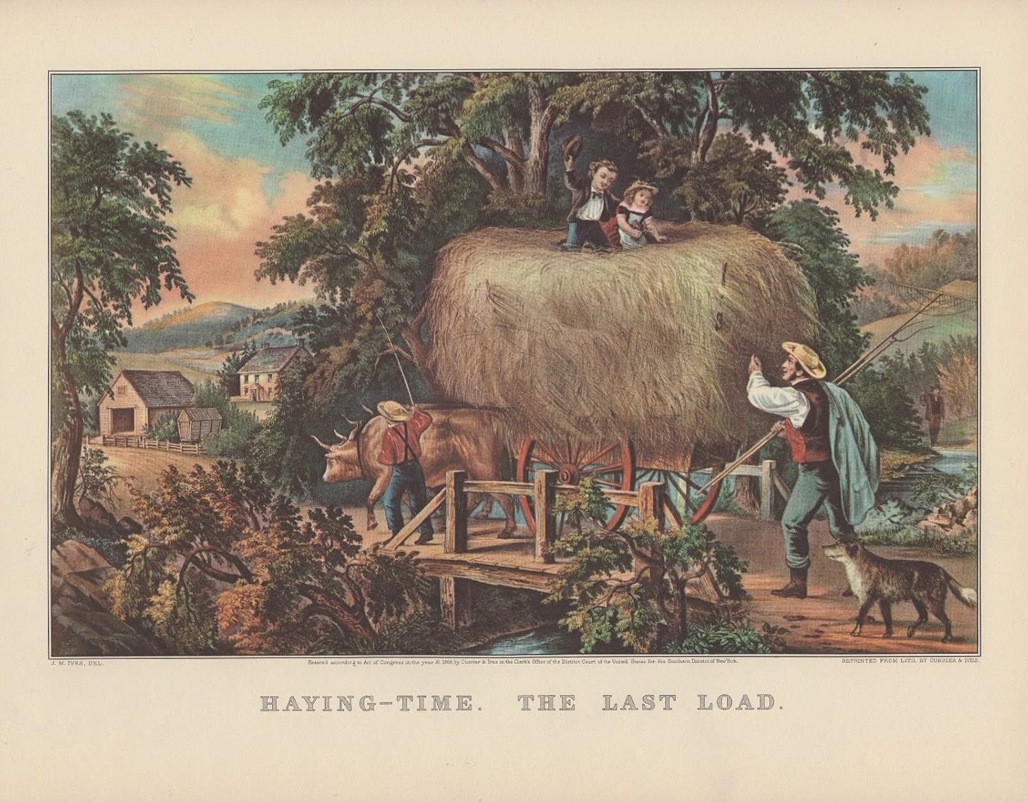 Amazoncom 1952 Vintage Currier Ives Haying Time The