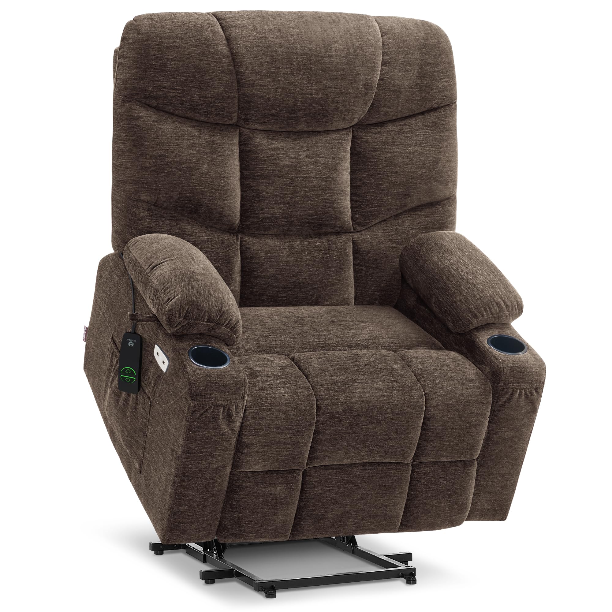 Photo 1 of **reference image**MCombo Oversized Power Lift Recliner Chair with Extended Footrest for Elderly People, Fabric R7399 (Brown, Large-Oversize)