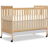 Dream On Me Full Size Carson 3-in-1 Convertible Baby Crib, Locking Wheels | Portable &amp; Converts to Toddler Bed &amp; Daybed, 3 Adjustable Height, Wooden Crib, GREENGUARD Gold &amp; BSA Verified, Natural