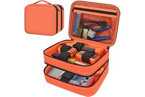 STEADTEP Travel Case Bag Compatible with Klein Tools ET310 AC Circuit Breaker, GFCI Outlet & Electrical Test Kit, Home Tester Kit Storage Cover for Digital Multimeter, Clamp Meter and More (Orange)