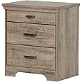 South Shore Versa Nightstand with 2 Drawers and Charging Station, Weathered Oak , 16.38 in x 23 in x 27.75 in